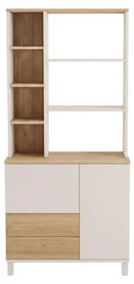 Produktbild von CALICOSY - Bücherregal mit 2 Türen, 2 Schubladen, Nachbildung Kaschmir und Eiche, H187 cm - KORA