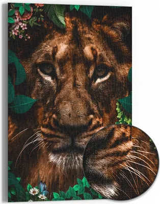 Produktbild von DEQOART Hybrid Leinwand Bild 60x90 cm 'Waldmajestät' Wandbild Glas flach modern