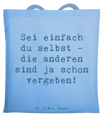 Produktbild von Mr. & Mrs. Panda Jutebeutel Spruch Selbstakzeptanz Einzigartig - Sky Blue - Geschenk, Selbstvertrauen, Tasche, Tote Bag, Stimmungen, Einzigartigkeit, Motivation, Gefühl