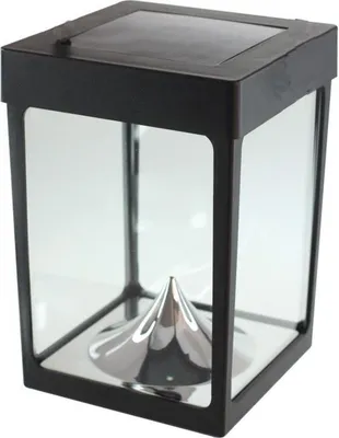 Produktbild von Mini-Solarlaterne, Seiten aus Glas – Schwarz – Solarbetrieben – 1 Glühbirne