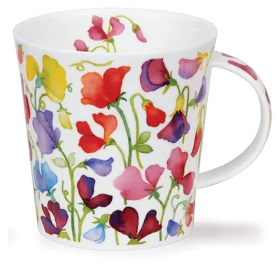 Mok, Knochenporzellan, 0,48 l, Sweetpea-Motiv, modern