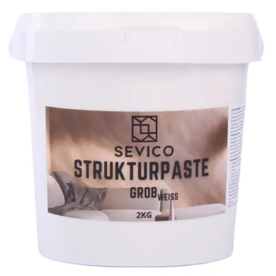 Produktbild von SEVICO Strukturpaste Grob 2 kg | Weiße Spachtelmasse für Acrylmalerei | Modellierpaste für Kunstprojekte, Acrylfarbe, DIY, 3D-Effekte, Texturen | Einfach mit Palettenmesser aufzutragen | A007-006