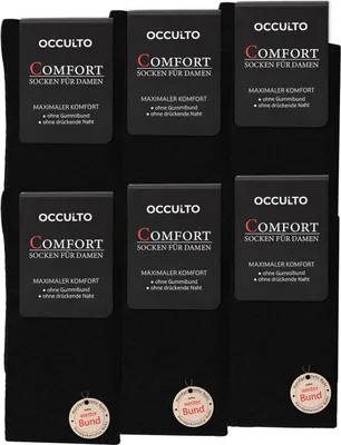 Produktbild von Occulto Damen Komfort Socken ohne Gummibund ohne Naht aus Baumwolle 6er Pack (Modell: Gabi)