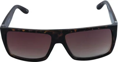 Produktbild von Retro Sonnenbrille - Rectangular striped - braun und gold