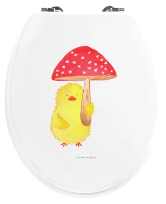 Produktbild von Mr. & Mrs. Panda WC Brille Küken Fliegenpilz - Weiß - Geschenk, klo deckel, WC-Sitz, Glückspilz, Ostern, Toilettendeckel, Ostergrüße, Klo-Deckel, Sitz, Klobrille, Kinder