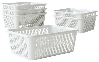 Image de BERLONA, ensemble de 6 paniers de rangement Kaja, dimensions : 30 x 20 x 10 cm - Blanc
