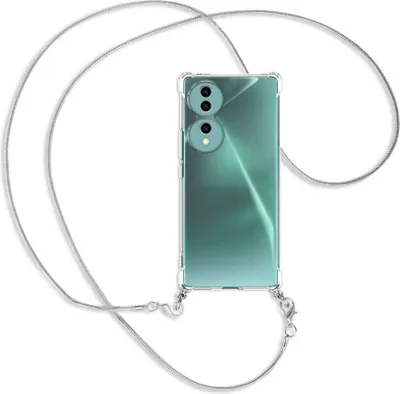 Produktbild von Handykette Backcover-Schutzhülle mit Band (Metall silberfarben) für Honor 70 5G (FNE-AN00, 6.67'') - silberfarbene Snake-Kette
