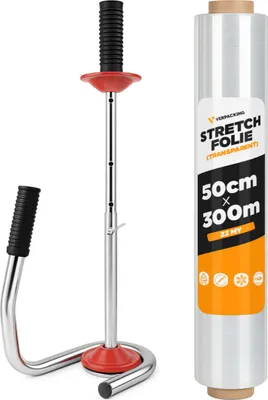 Produktbild von verpacking Stretchfolie 23 my transparent 500mm x 300m 6 Rollen inkl. Profi-Handabroller reißfest Umzugsfolie Palettenfolie Wickelfolie
