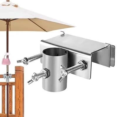 Produktbild von Universeller Masthalter, verstellbar & tragbar, Dreiecks- & U-förmig, für Garten, Balkon, Camping, Angeln & Pool, passend für horizontale Geländer