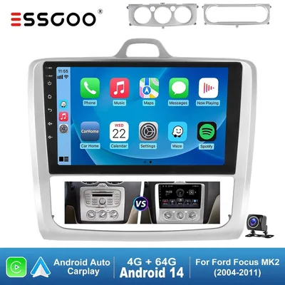 Produktbild von Autoradio 9 Zoll Android 14 für Ford Focus MK2 2004-2011 GPS Navi Carplay Android Auto 2-DIN 4GB 64GB Bluetooth WLAN Freisprecheinrichtung Lenkradsteuerung