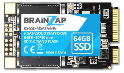 Immagine prodotto di BRAINZAP 64 GB mSATA SSD 6 GBit/s - Mini SATA - 300 MB/s in lettura 180 MB/s in scrittura Unità a stato solido