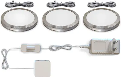 Produktbild von Unterbauleuchte - 1,8W, 170lm, 3er Set, LED, Schalter, Stecker, warmweiß, silber
