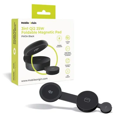 Produktbild von Mobile Origin MO-PW34-BLK, Drinnen, USB, Kabelloses Aufladen, Schwarz