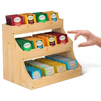 Produktbild von Küchenregale,3er Gewürzregale,Zur Aufbewahrung von Kaffee, Teebeuteln und Gewürzen, aus Holz, in Fächer unterteilt,für Küchen, Pausenräume, Café-Bar