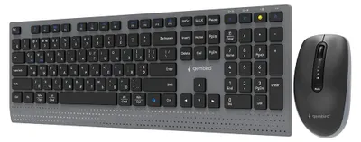 Produktbild von Gembird KBS-WPS-02, Volle Größe (100%), Kabellos, RF Wireless + Bluetooth, QWERTY, Schwarz, Maus enthalten