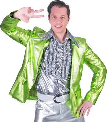 Produktbild von Disco Fever Metallic Kostüm Jacke für Herren - Neongrün Größe: 56/58