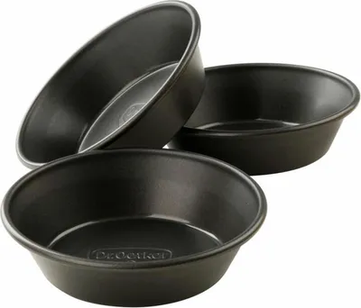 Image de Dr. Oetker Plaque à pizza et à gâteau 10 cm, lot de 3 pièces pour cuire des gâteaux moelleux et de délicieuses pizzas, utilisation polyvalente, revêtement antiadhésif spécial, (couleur : noir), quantité : lot de 3 pièces