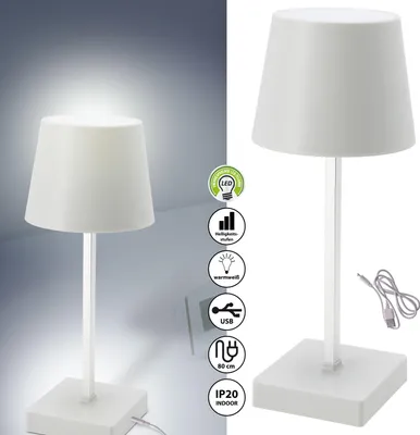 Produktbild von LED Tischleuchte weiß 10,5x26cm Touchfunktion USB Kabel Helligkeitsstufen Dekolampe Tischbeleuchtung