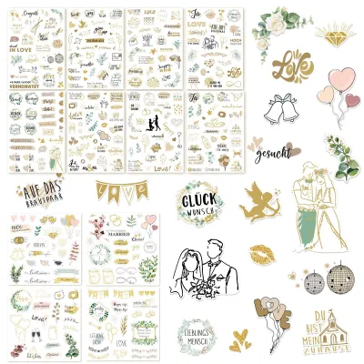 12 Hochzeits-Sticker, Scrapbooking, Dekoration, Gästebuch, Bullet Journal