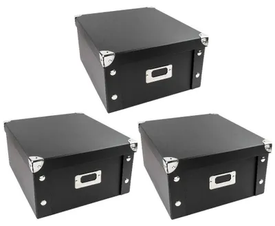 Image de Boîtes de rangement | Lot de 3 | Boîte de rangement avec couvercle | Pliable | En carton et métal | 11 litres | 31 cm x 26 cm x