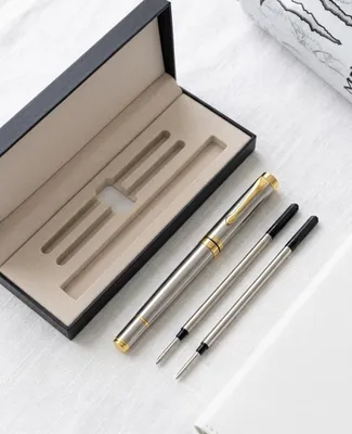 Produktbild von EKM Living Premium Kugelschreiber mit Gravur und Etui Silber Gold EKM-KUG-PREMIUM-SILBERGOLD