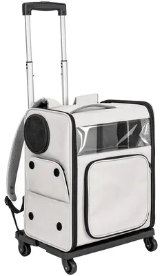 Produktbild von Tiertransporttasche mit Rollen faltbare Transportbox für Hunde Katzen bis 5 kg, atmungsaktiver Trolley Grau