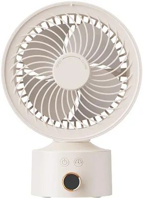 Obrázok produktu pre Tichý oscilačný ventilátor, 23 cm, 3 rýchlosti, časovač, rýchlosť nabíjania, do spálne, kancelárie, detskej izby, v marhuľovej farbe