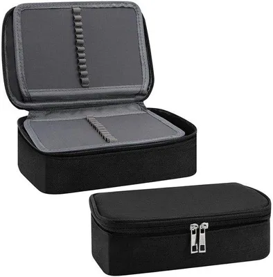 Zdjęcie produktu dla Torba na dokumenty z zamkiem błyskawicznym – 72 przegródki – czarna – 23,5 x 16,5 x 7 cm