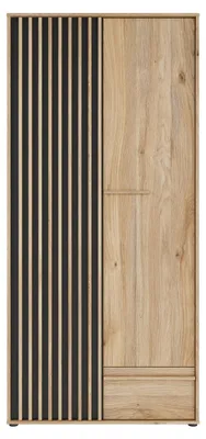 Produktbild von Drehtürenschrank >ARANK< in Mauvella Eiche Nachbildung / Schwarz - 93,1x200,1x58,7cm (BxHxT)