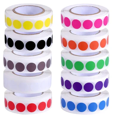 Produktbild von Selbstklebende Runde Etiketten 13 mm, 10 Rollen mit Farbcode