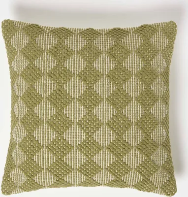 Image de HOMESCAPES Coussin décoratif Lima avec motif en losange - Coussin vert 45 x 45 cm