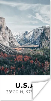 Produktbild von MuchoWow® Poster Yosemite - Amerika - Wyoming - Wald - Berge 60x120 cm - Wandschmuck