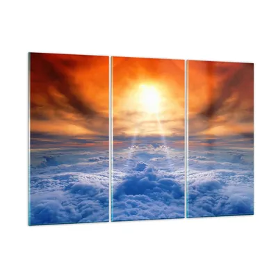 Produktbild von Bilder auf glas - Himmel Wolken Sonnenstrahlen - 165x110cm - Glasbilder - Wandbilder - Kunstdruck - zum Aufhängen bereit - Wanddekoration aus Glas - Glas Bilder - Wandbild auf Glas - GCE165x110-0343
