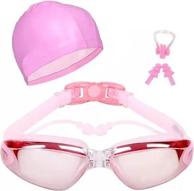 Produktbild von Famanu Schwimmbrille mit Kappe, Ohrstöpsel und Nasenclip - Blau