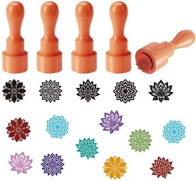 Productafbeelding van Miniatuur houten stempels voor scrapbooking en plannerprojecten - 5 unieke designs - Decoratieve stempels