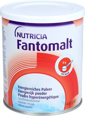 A product shot of a can of Nutricia Fantomalt powder.