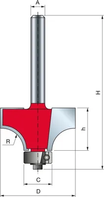 Obrázek produktu pro Zaoblovací fréza Freud s kuličkovým ložiskem a stopkou 8 mm 34-10408P Poloměr 3,18 mm