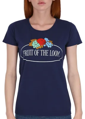 Produktbild von Fruit of the Loom Damen T-Shirt mit großem Vintage-Logo Farbe: navy Größe: XS