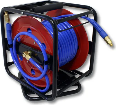 Produktbild von Wiltec Druckluft Schlauchaufroller aus Stahl, 360° drehbar mit 30 Meter Schlauch, Druckluftschlauch bis 12 bar, Schlauchtrommel