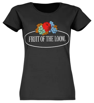 Produktbild von Fruit of the Loom Damen T-Shirt mit großem Vintage-Logo Farbe: schwarz Größe: L