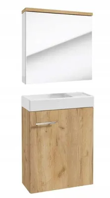 Obrázek produktu pro Koupelnová skříňka s umyvadlem 50x70+skříňka se zrcadlem 50x60 dub craft Verona
