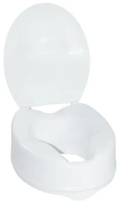 Image de Rehausseur de WC de 15 cm avec fixations et couvercle – Ergonomique et sûr