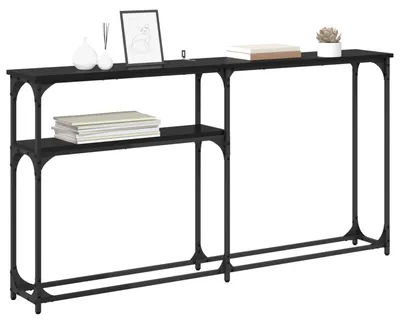 Image de vidaXL Table d'appoint noire aspect chêne 146 x 22,5 x 75 cm