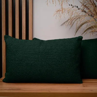 Produktbild von MG Design 2er Set Kissenbezüge 40 x 60 cm in Dunkelgrün - mit Reißverschluss, fein gewebt mit Chenille-Haptik, pflegeleich