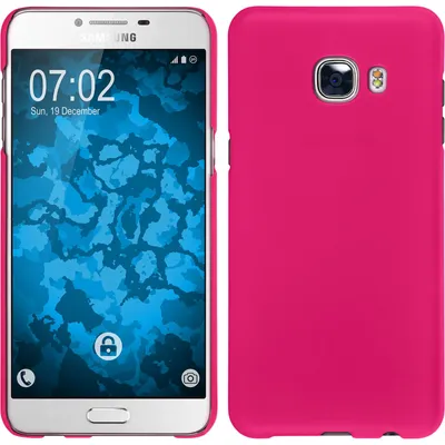 Produktbild von PhoneNatic Case kompatibel mit Samsung Galaxy C5 - Hülle pink gummiert Hard-case + 2 Schutzfolien