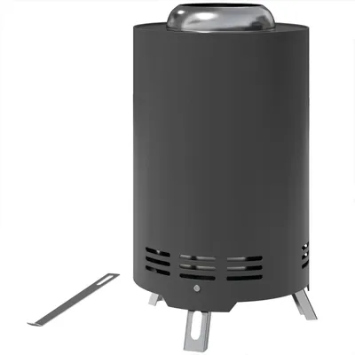 Produktbild von Feuerschale mit Schürhaken Edelstahl Feuerstelle Rauchfreie Feuerkorb für Garten, Balkon Terrasse, Outdoor BBQ Camping Ø16x25cm Grau