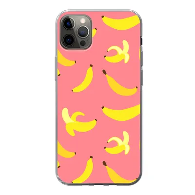 Produktbild von MuchoWow® Handyhülle Schutzhülle Hülle für iPhone 12 Pro Max Banane - Rosa - Tropisch Silikon Softcase Handy Hülle - Hartschale