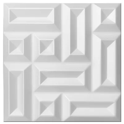 Immagine prodotto di DECCART | Pannelli murali 3D | Bianchi | Lamelle su pannello | Pannelli acustici murali | Cassettoni in schiuma per soffitto Square | 0,25 m² | 50 x 50 cm