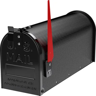 Produktbild von Wiltec US Mailbox schwarz 150 x 513 x 223 mm, amerikanischer Briefkasten mit Fahne, Wandbriefkasten oder Standbriefkasten Stahl amerikanisches Design