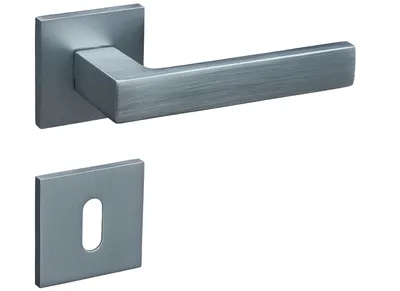 Produktbild von Gavroche Türgriffe Set Buntbart Türklinken für Innentüren in Silber Matt Chrom Drückergarnitur Zimmertür mit eckiger Rosettengarnitur aus Aluminium